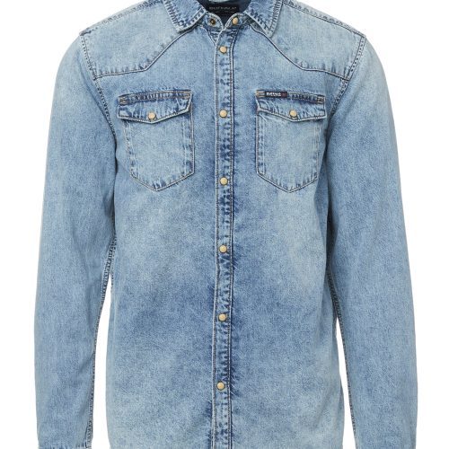 Buffalo David Bitton Sheldon Blue Denim Long-Sleeve Men’s Shirt - BM22636