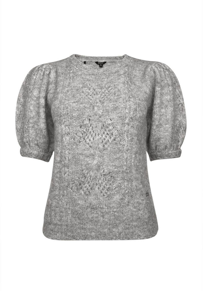 Buffalo David Bitton Lissa Light Heather Grey Women's Short Sleeve Sweater - SW0015F