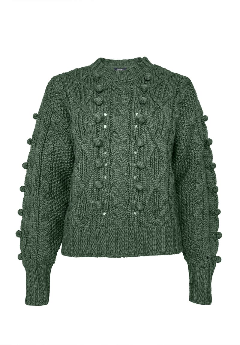 Buffalo David Bitton Larsa Dark Green Women's Crew Neck Sweater - SW0021F