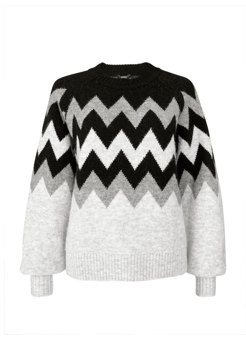 Buffalo David Bitton Nerissa Women's Black Chevron Crewneck Sweater - SW0023F