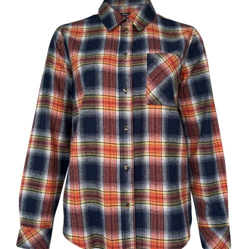 Buffalo David Bitton Percy Navy Orange Plaid Women's Button Down Shirt - WT0072F