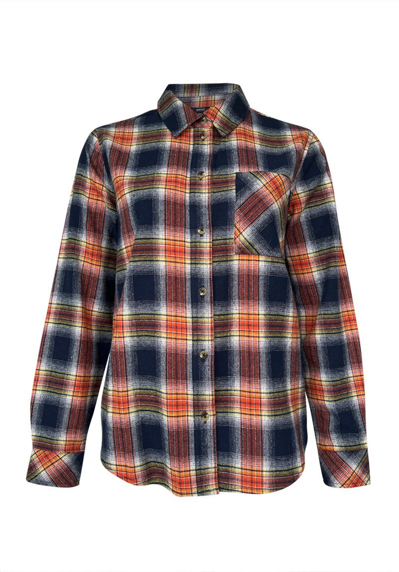 Buffalo David Bitton Percy Navy Orange Plaid Women's Button Down Shirt - WT0072F