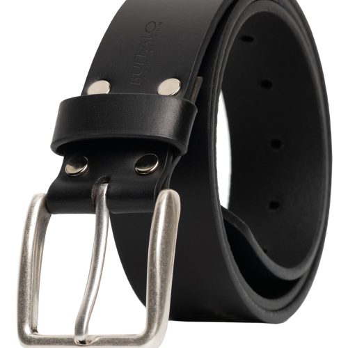 Buffalo David Bitton Smooth Full Grain Black Buffalo Leather Belt - BB1001C04 Color BLACK