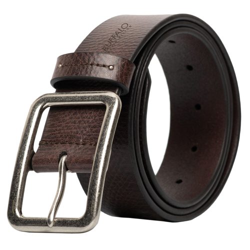 Buffalo David Bitton Textured Full Grain Brown Buffalo Leather Belt - BB1002C03 Color BROWN