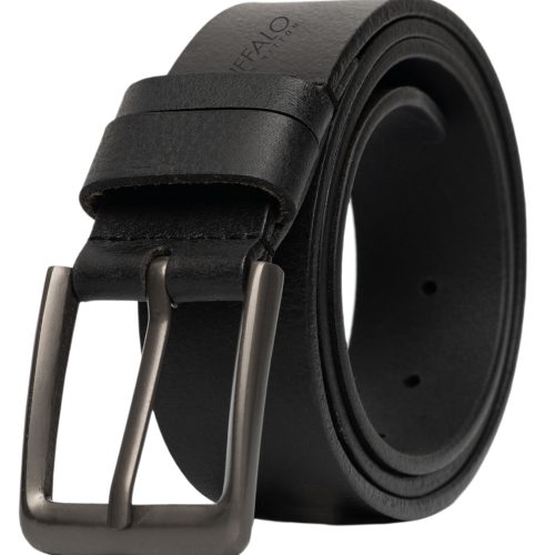 Buffalo David Bitton Full Grain Black Buffalo Leather Belt - BB1003C04 Color BLACK