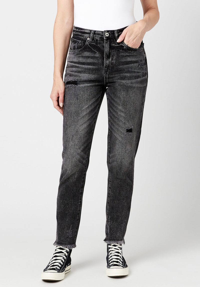 Buffalo David Bitton Distressed MARGOT MOM Jeans - BL15860 Color BLACK