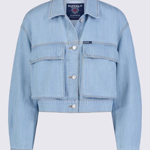 Buffalo David Bitton Teagan Women's Boxy Denim Jacket in Bleached Blue - BL15967 Color