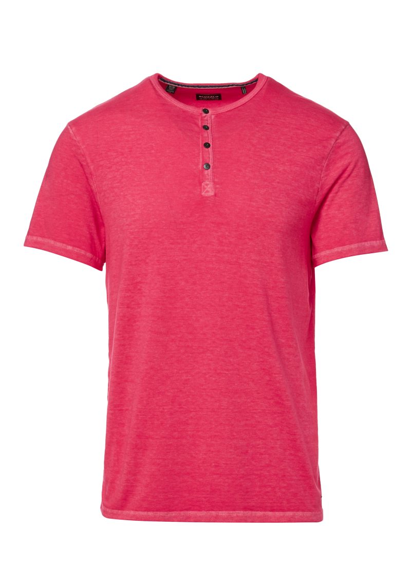 Buffalo David Bitton Buttoned Henley Fushia Kasum T-Shirt - BM23835