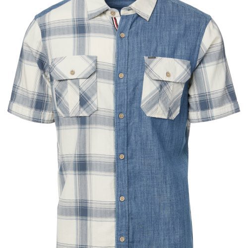 Buffalo David Bitton Short Sleeves Sage Chambray & Plaid Shirt - BM23882