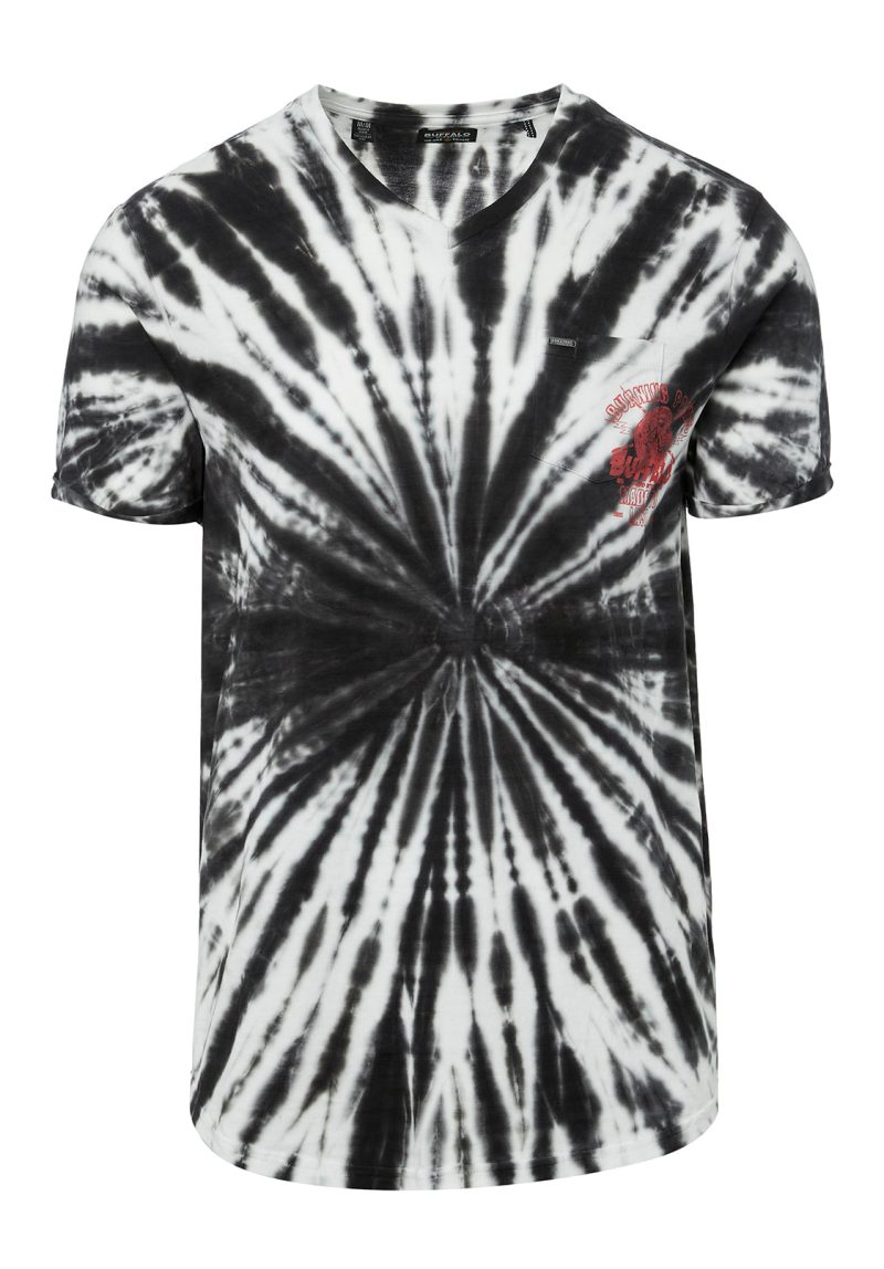 Buffalo David Bitton Kolis Tie Dye Black & White T-Shirt - BM23933