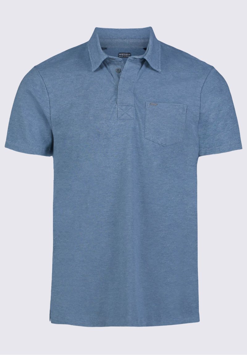 Buffalo David Bitton Kasper Men's Short Sleeve Polo in Mirage Blue - BM24233 Color MIRAGE