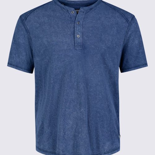 Buffalo David Bitton Kitte Men's Henley T-shirt in Whale Blue - BM24245 Color