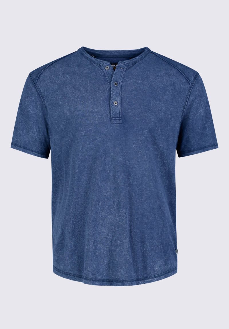 Buffalo David Bitton Kitte Men's Henley T-shirt in Whale Blue - BM24245 Color