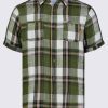 Buffalo David Bitton Sachino Men's Short Sleeve Plaid Shirt in Moss Green - BM24277 Color