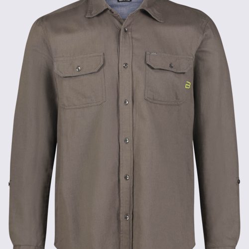 Buffalo David Bitton Sadaat Men's Long Sleeve Utility Shirt in Sphagnum Green - BM24278 Color