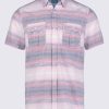 Buffalo David Bitton Siboa Men's Short Sleeve Striped Shirt in Mineral Red - BM24303 Color