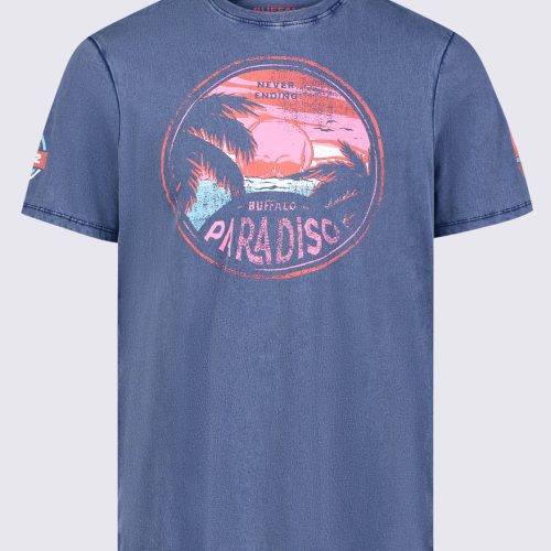 Buffalo David Bitton Ticross Men's Printed T-shirt in Blue Depths - BM24319 Color