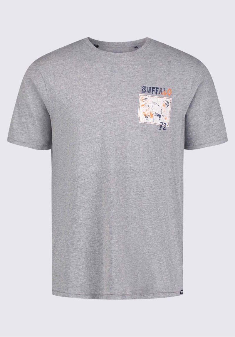 Buffalo David Bitton Tosim Men's Graphic T-shirt in Heather Grey - BM24329 Color