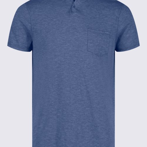 Buffalo David Bitton Kadyo Men's Pocket Henley Top in Whale Blue - BM24345 Color