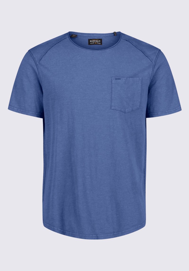 Buffalo David Bitton Kamizo Men's Pocket T-shirt in Whale Blue - BM24346 Color