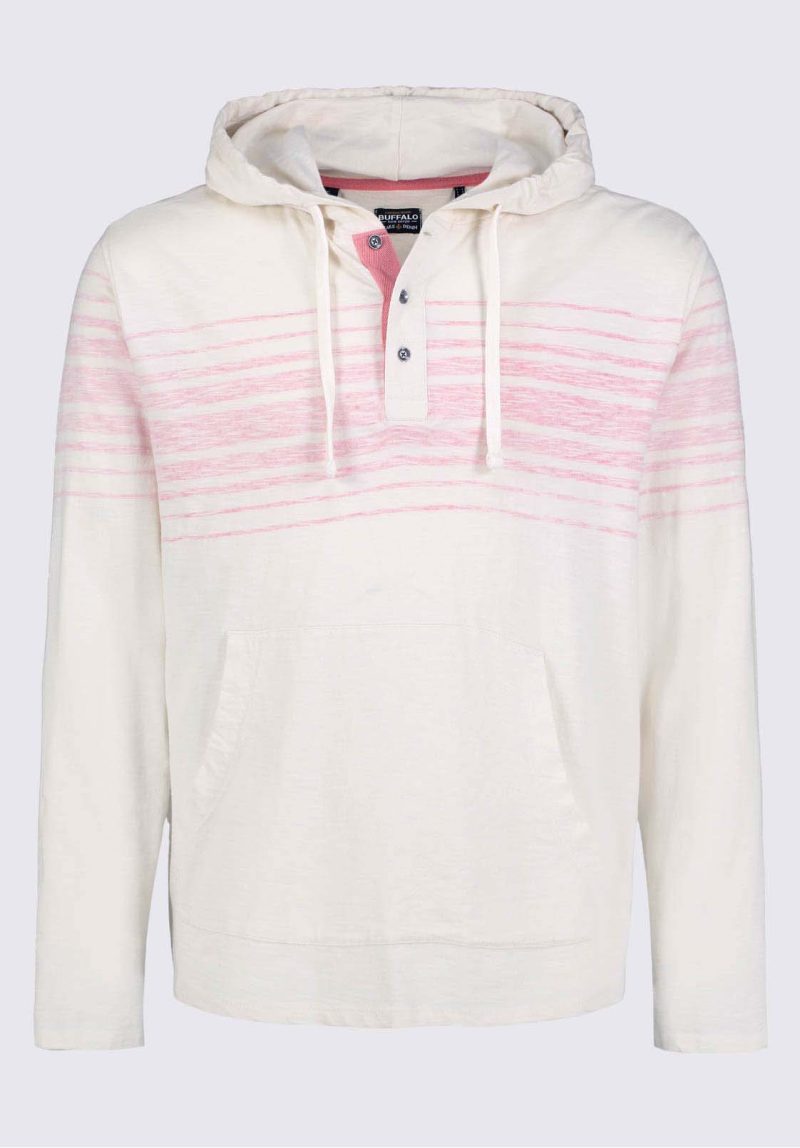 Buffalo David Bitton Kupid Men's Striped Hoodie in Whitecap Gray - BM24348 Color