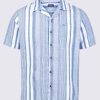 Buffalo David Bitton Sinap Men's Short Sleeve Striped Shirt, Blue and White - BM24367 Color