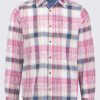 Buffalo David Bitton Sizar Men's Long Sleeve Plaid Shirt, White with Pink and Blue - BM24370 Color