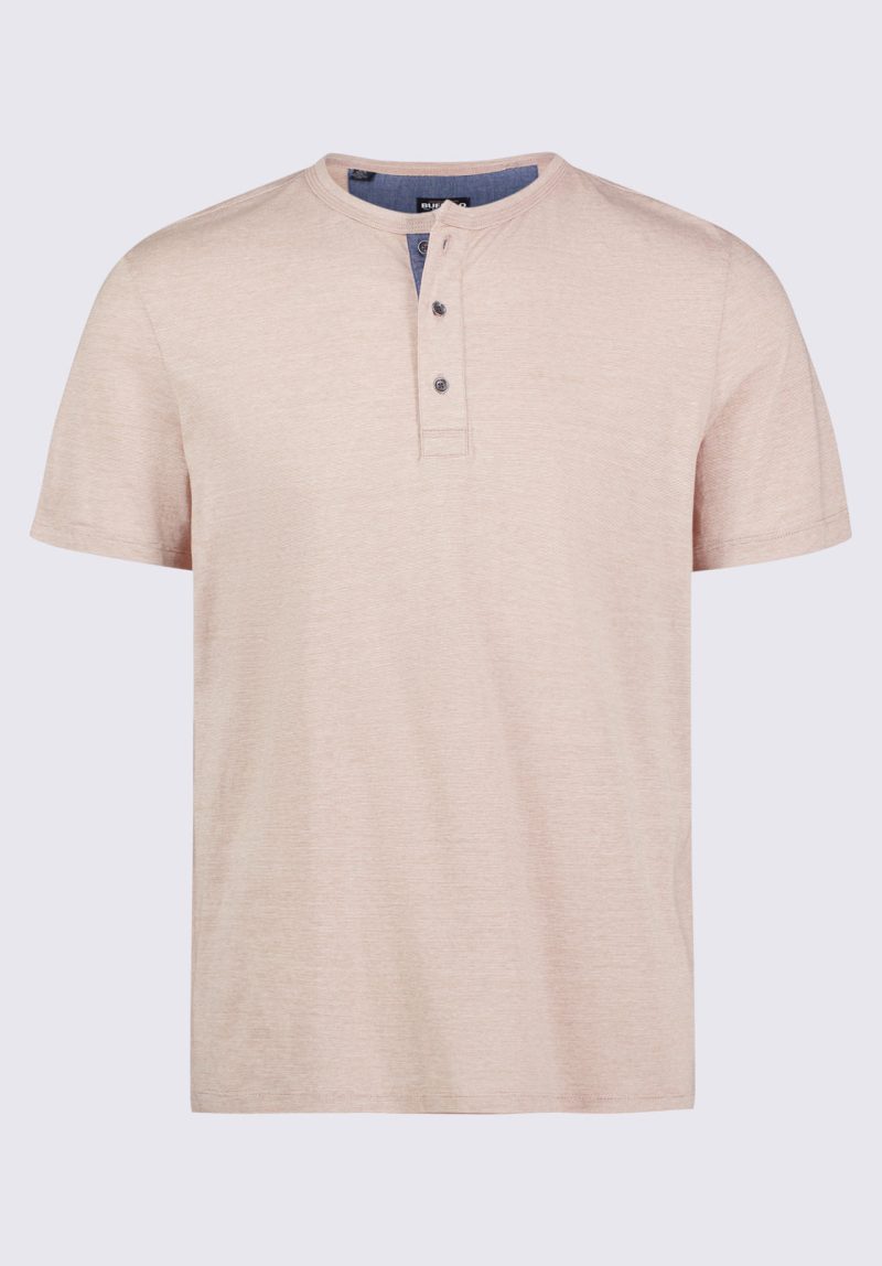 Buffalo David Bitton Kandy Men's Short Sleeve Henley, Tan - BM24387 Color