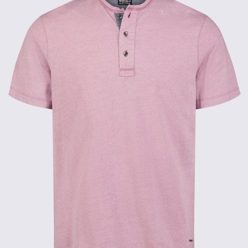 Buffalo David Bitton Kandy Men's Short Sleeve Henley, Light Pink - BM24387 Color HOLLY BERRY