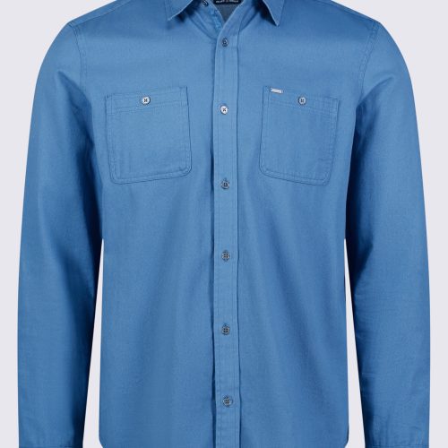 Buffalo David Bitton Sagrani Men's Long Sleeve Woven Shirt, Blue - BM24403 Color TRUE BLUE