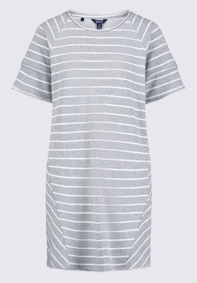 Buffalo David Bitton Delfina Women's T-Shirt Dress, Grey and White Striped - KD0006S Color