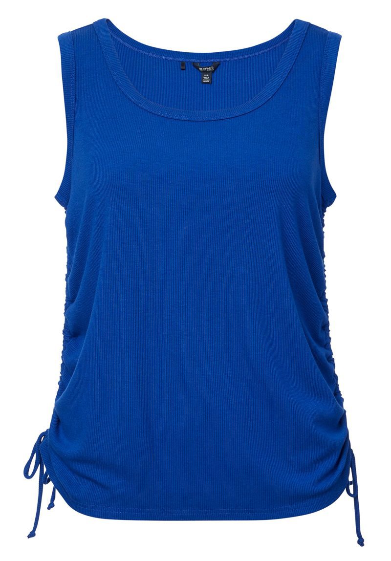 Buffalo David Bitton Muriel Blue Ruched Women’s Tank Top - KT0046S