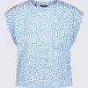 Buffalo David Bitton Amandine Women's Cap-Sleeve Crop Top, Blue with White Flowers - KT0148S Color