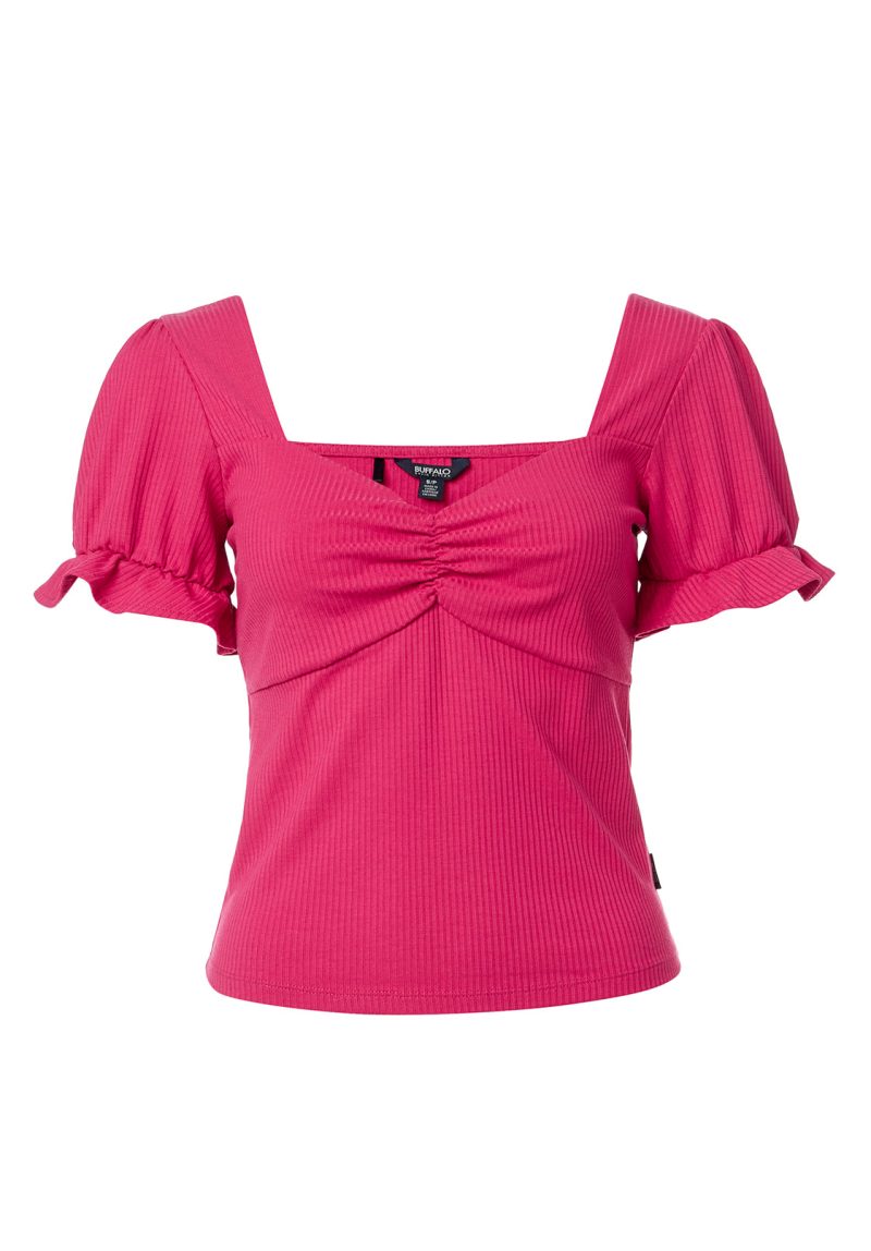 Buffalo David Bitton Amari Flutter Sleeve Pink Top - KT0660P