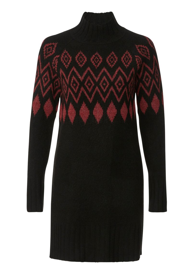 Buffalo David Bitton Massima Black Women's Long Sleeve Mock Neck Sweater Dress - SD0001H