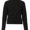 Buffalo David Bitton Magari Black Women's Long Sleeve Crewneck Cable Sweater - SW0030H