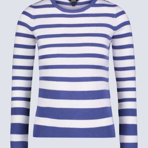 Buffalo David Bitton Scotlyn Women's Striped Long-Sleeve Sweater, White & blue - SW0103H