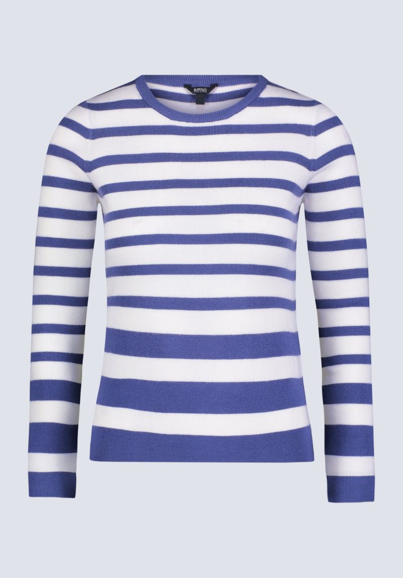 Buffalo David Bitton Scotlyn Women's Striped Long-Sleeve Sweater, White & blue - SW0103H