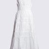 Buffalo David Bitton Balia Women's Long Ruched Tiered Dress, White - WD0047S Color