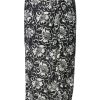 Buffalo David Bitton Salome Black and Cream Flower Print Twist-Front Skirt - WS0002S Color BLACK CREAM FLWR