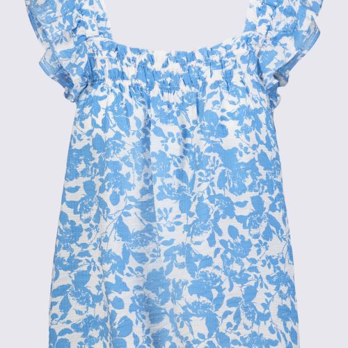 Buffalo David Bitton Mabilia Women's Flutter Sleeve Top, Blue Flowers - WT0108S Color