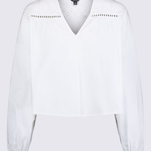 Buffalo David Bitton Selyse Women's Long Sleeve Crop Blouse, White - WT0117S Color