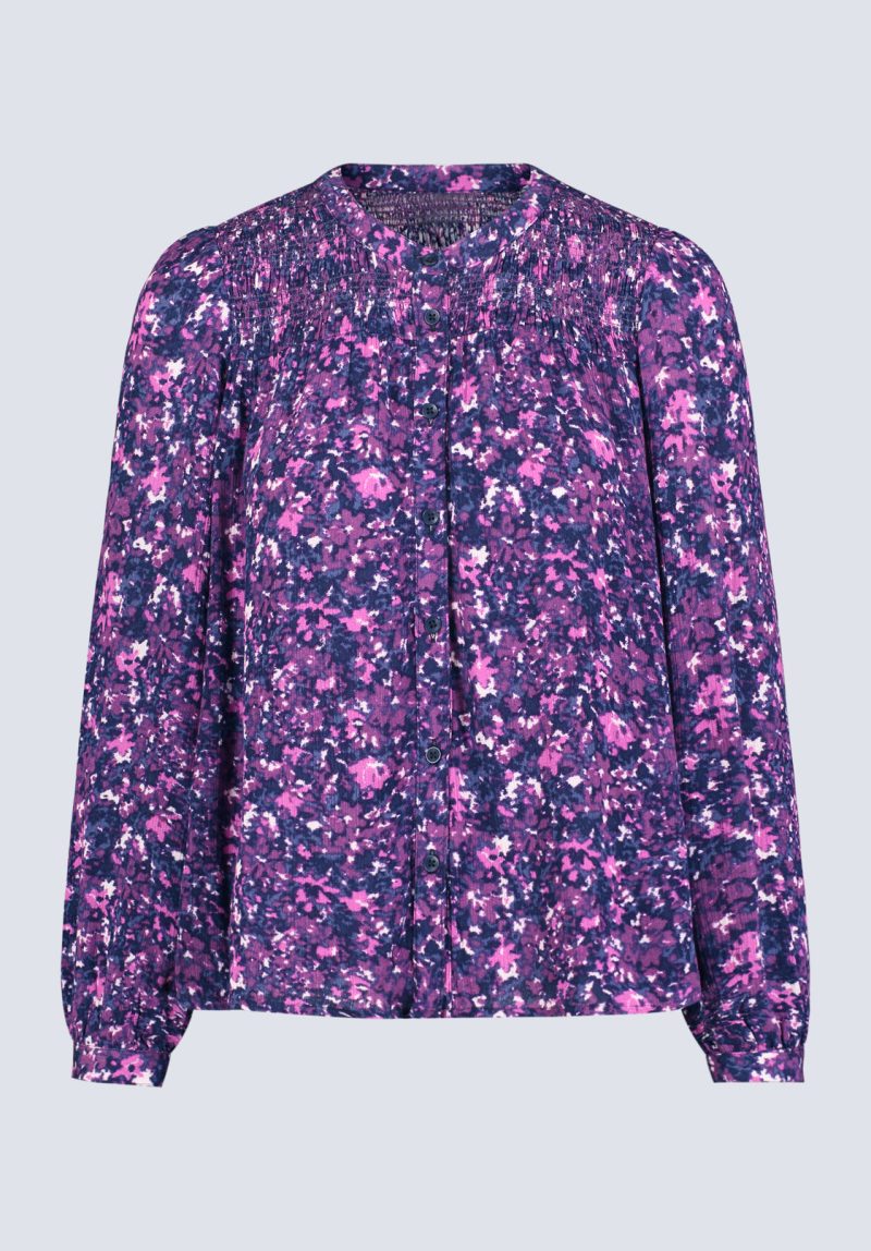 Buffalo David Bitton Zosia Women's Floral Print Smocked Blouse, Purple - WT0130H